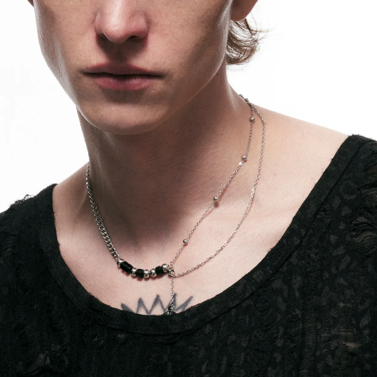 Adjustable Punk Moth Inlay Necklace - Image 4