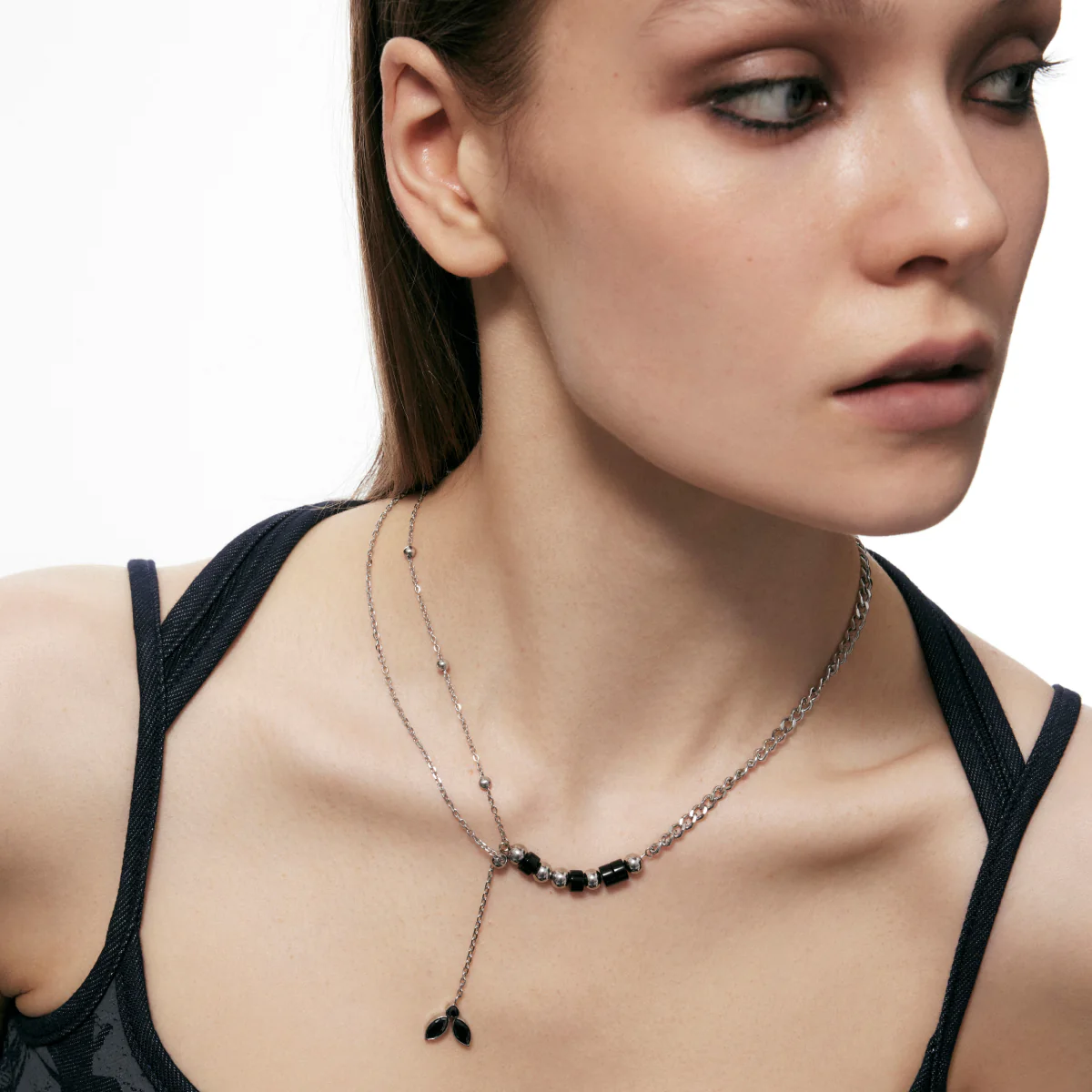 Adjustable Punk Moth Inlay Necklace - Image 5
