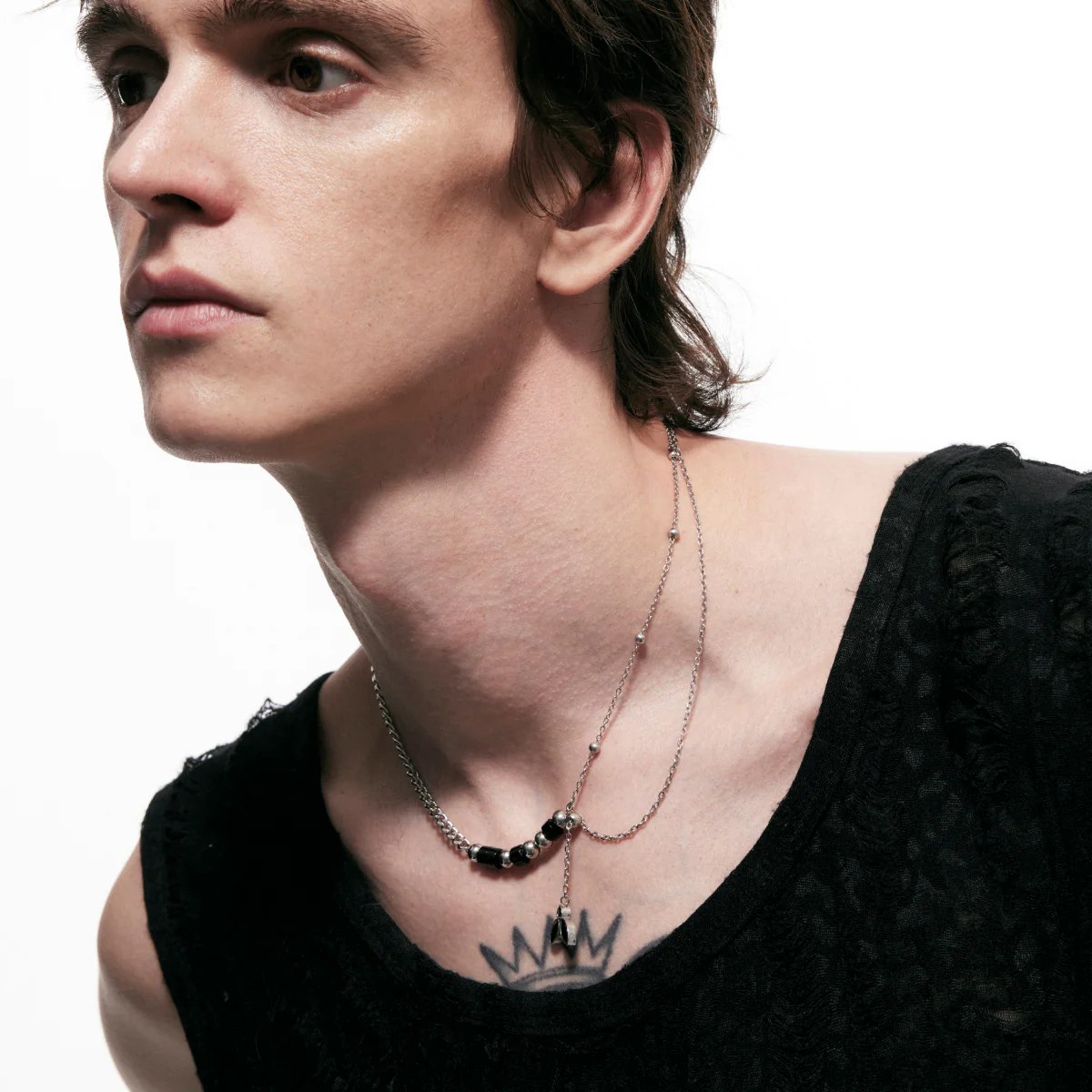 Adjustable Punk Moth Inlay Necklace - Image 6