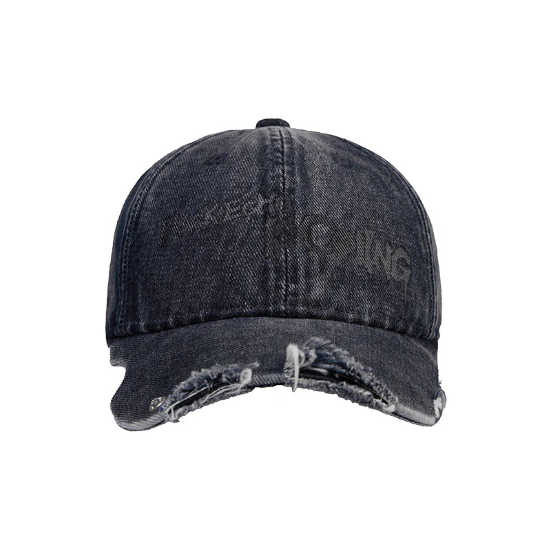 Asymmetrical Washed Denim Cap - Image 3