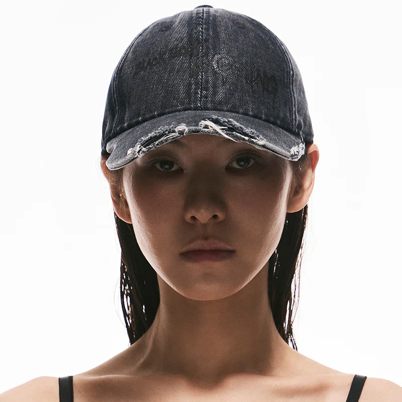 Asymmetrical Washed Denim Cap - Image 5