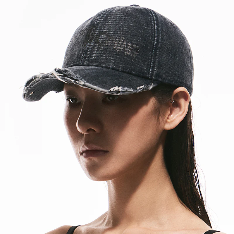 Asymmetrical Washed Denim Cap - Image 6