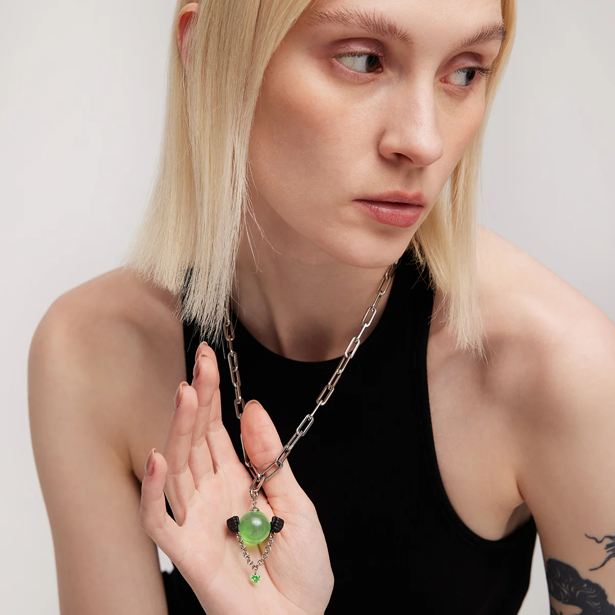 BLACK GLOVES MAGIC CRYSTAL BALL NECKLACE - Image 3