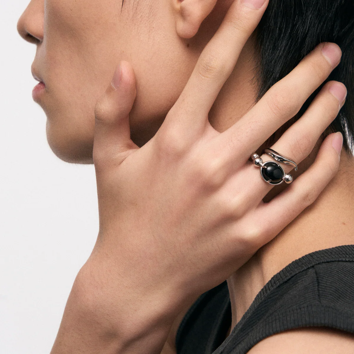 Black Onyx Snake Bone Ring - Image 5