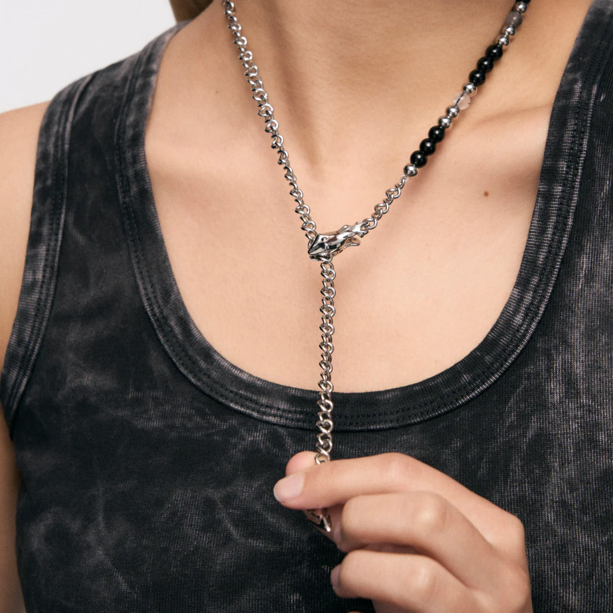 Black Onyx Snake-Shaped Necklace - Image 3