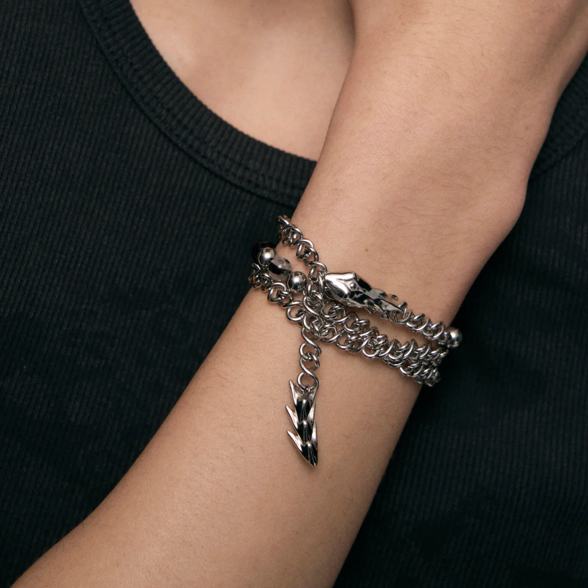Black Onyx Snake-Shaped Necklace - Image 6