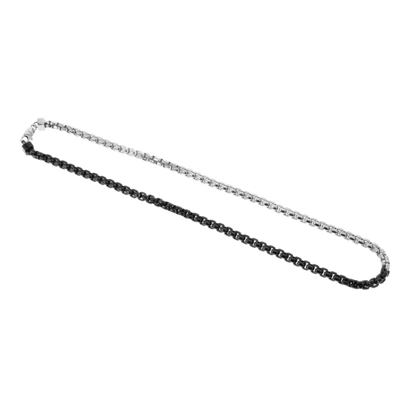 Black & Silver Two-Tone Chain Necklace - Image 4