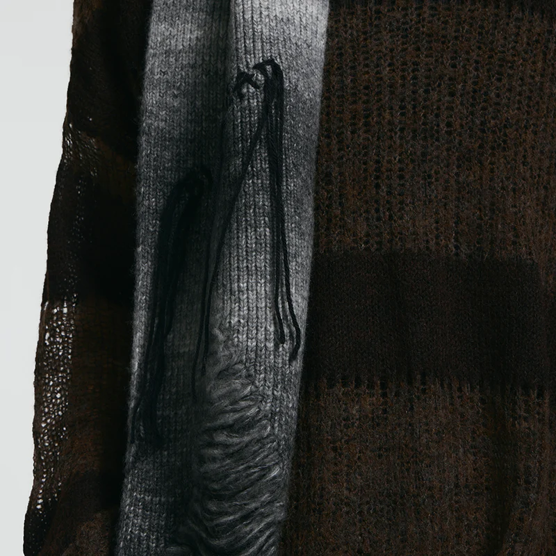 Black-White Gradient Distressed Scarf - Image 6