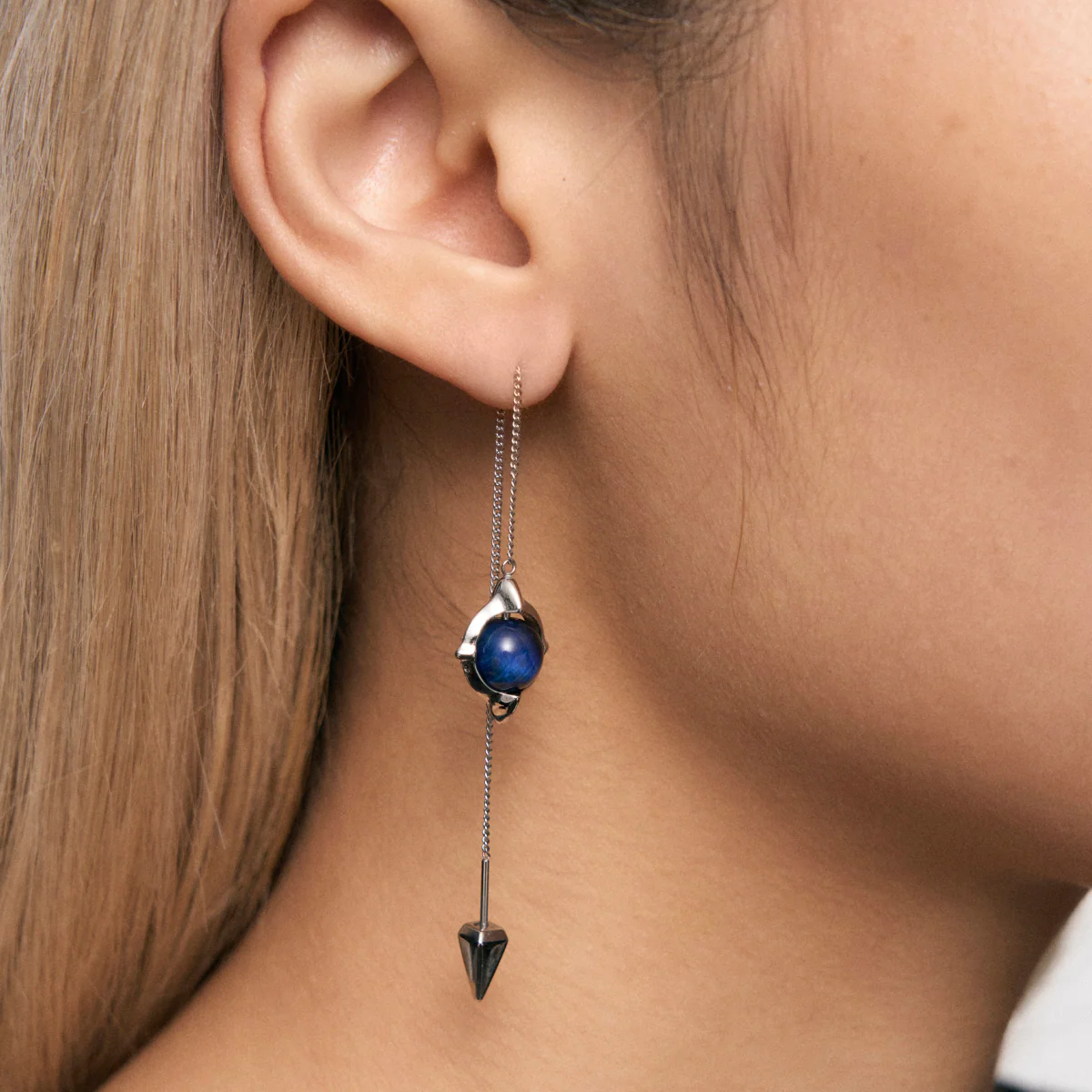 Blue Tiger Eye Cosmic Eye Ear Chains - Image 3