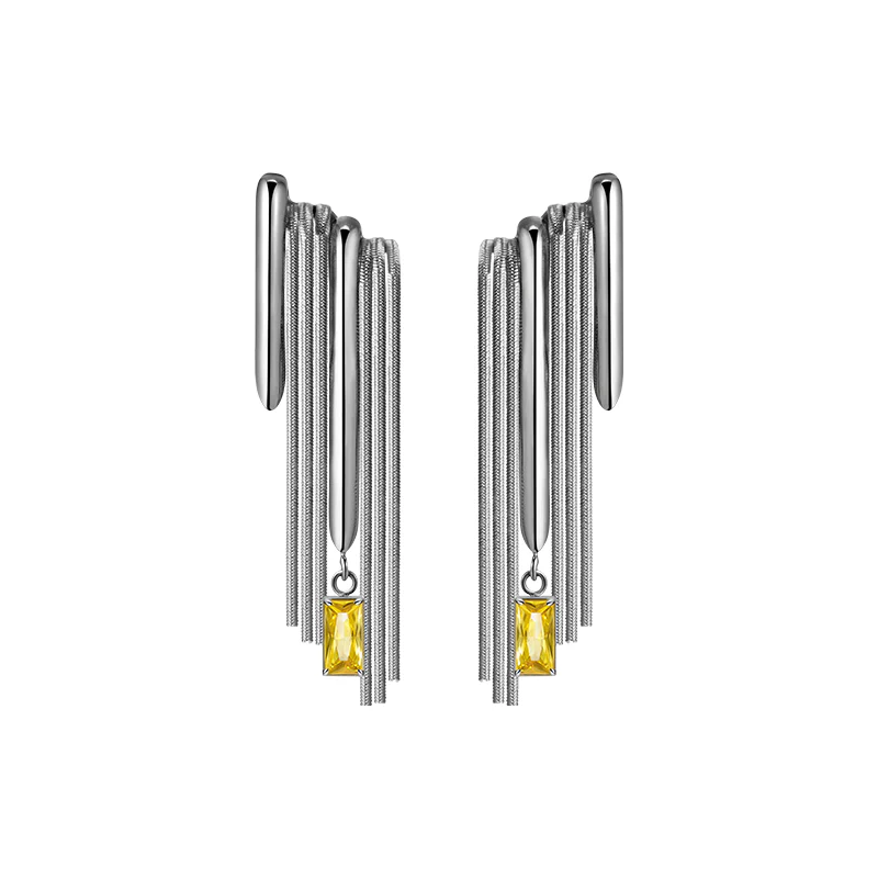 Bone Record Pattern Tassel Earrings - Image 2