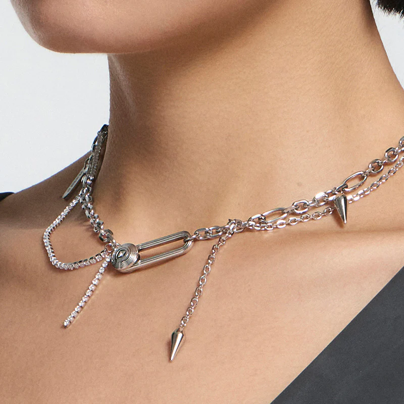 Bone Record Twisted Double-Layer Necklace - Image 4