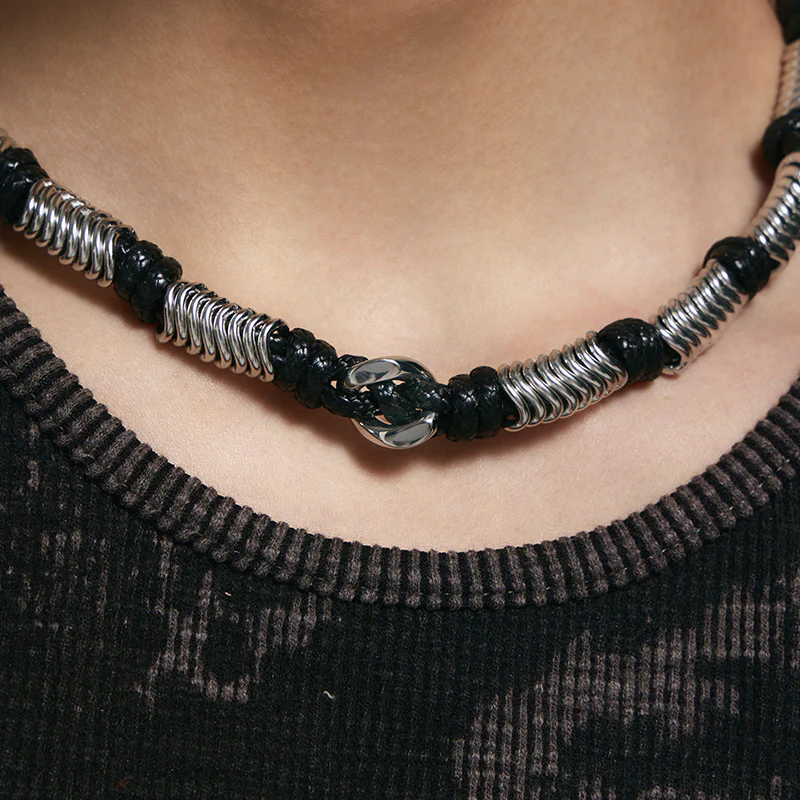 Bone Record Woven Clasp Necklace - Image 6