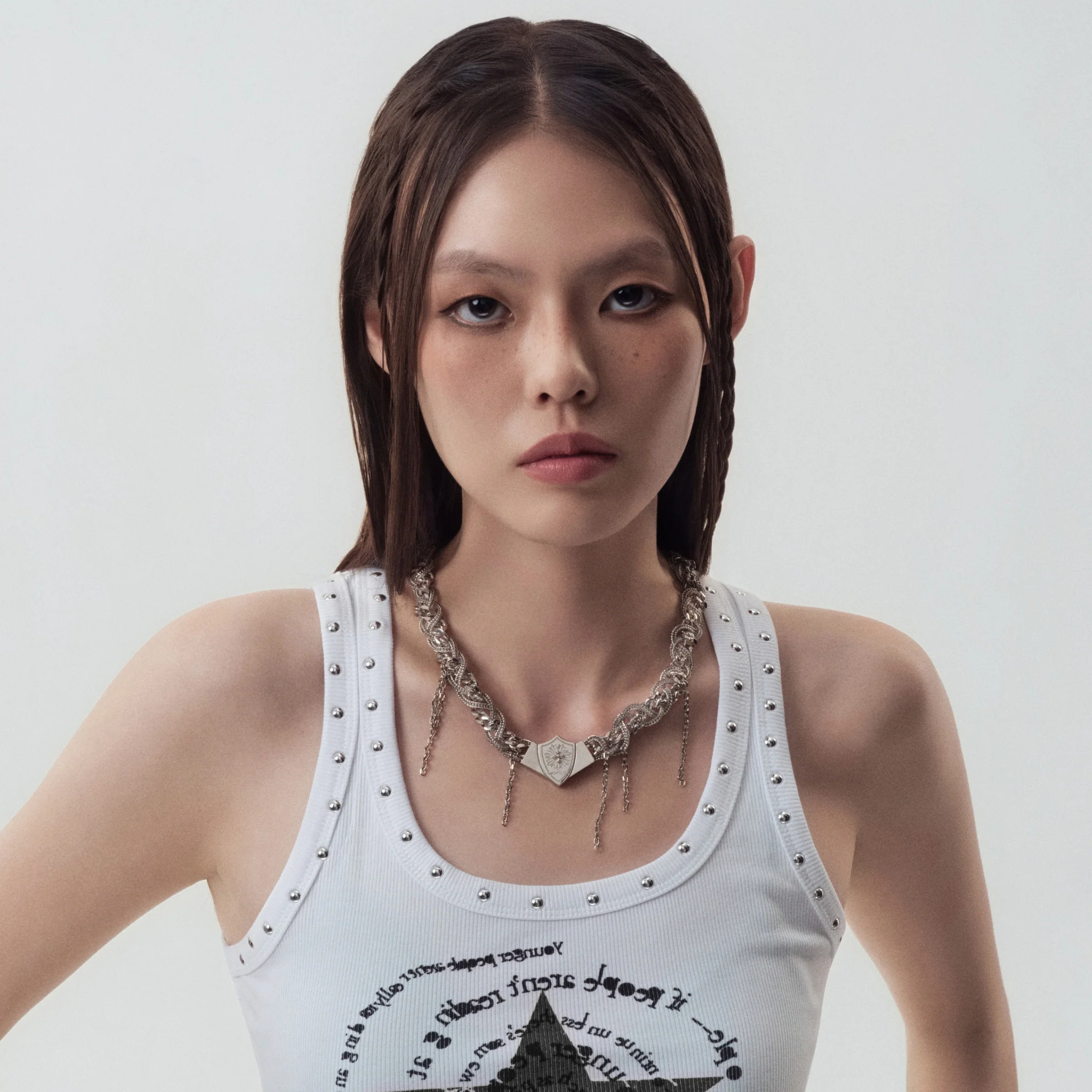 Braided Chain Magnetic Prom Emblem Necklace - Image 2