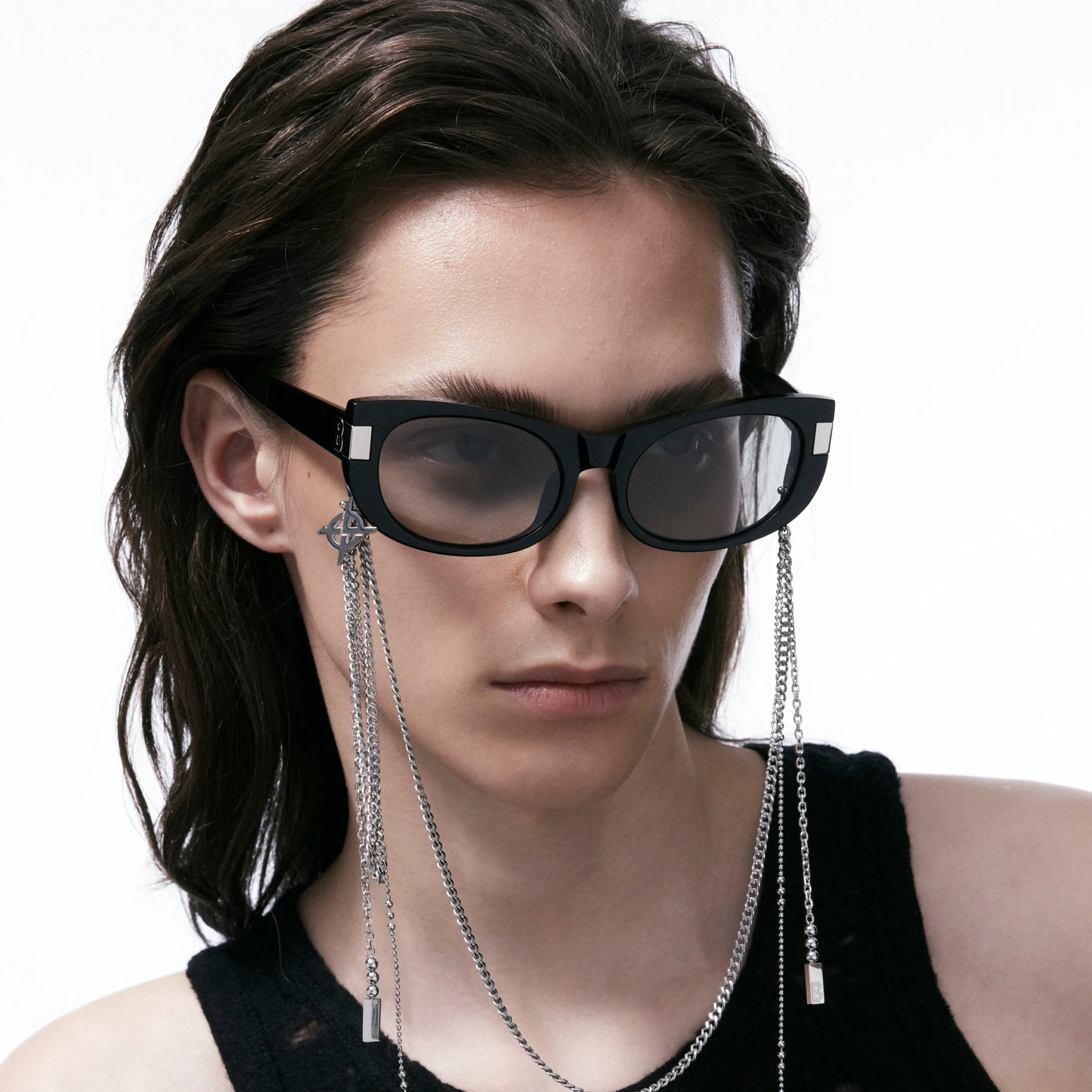 Cat-Eye B Square Sunglasses (Black) - Image 6