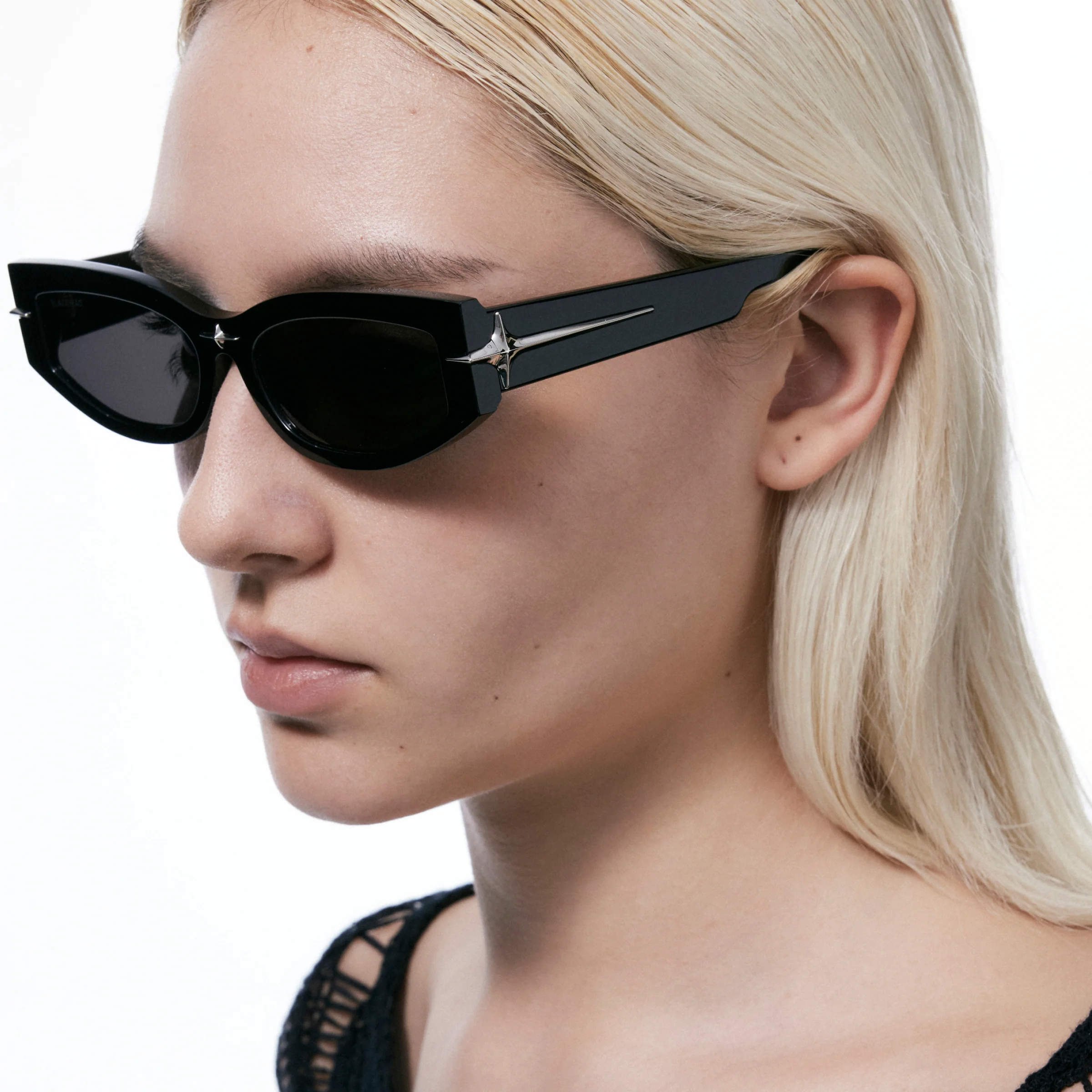Cat-Eye Starburst Sunglasses (Black) - Image 3