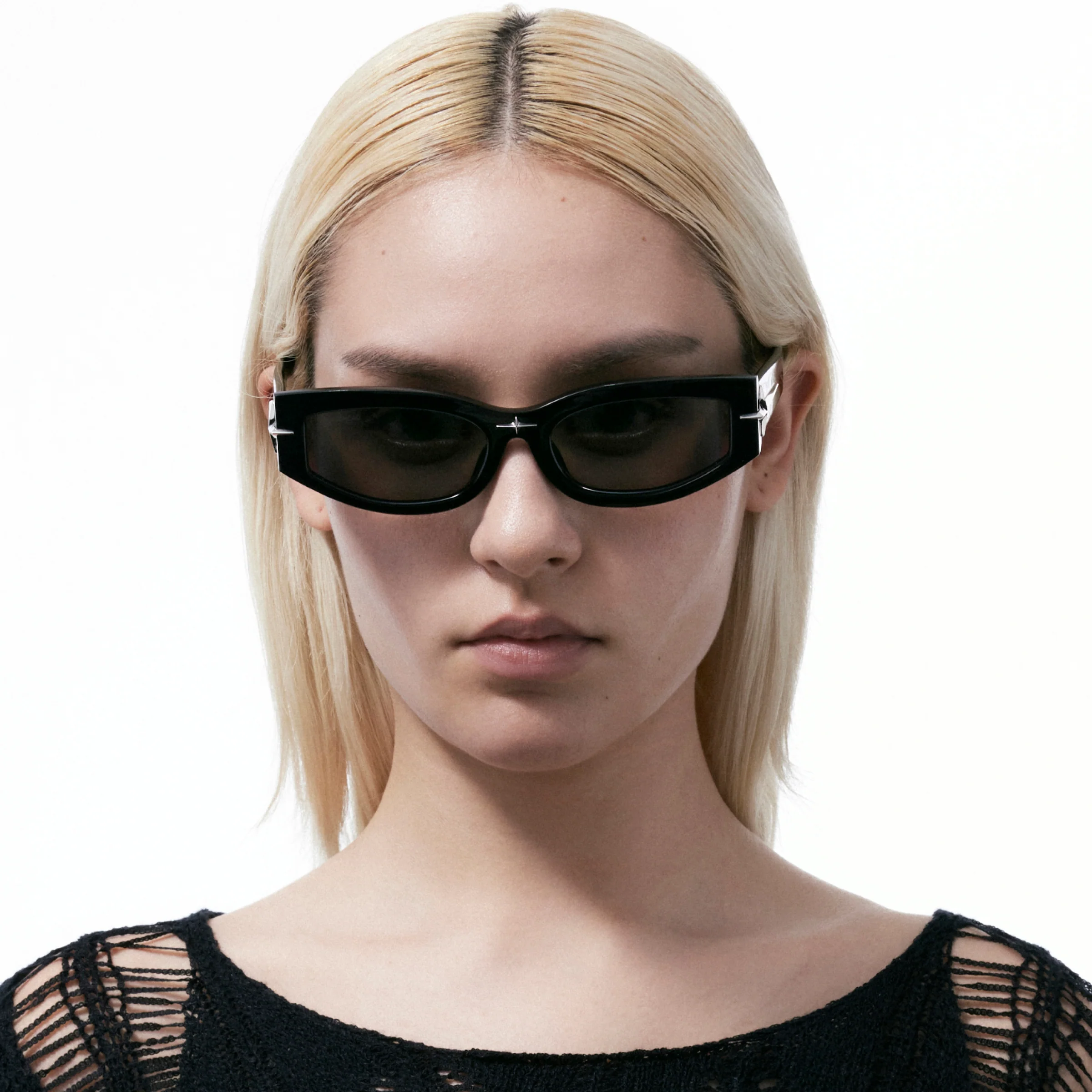 Cat-Eye Starburst Sunglasses (Black) - Image 5