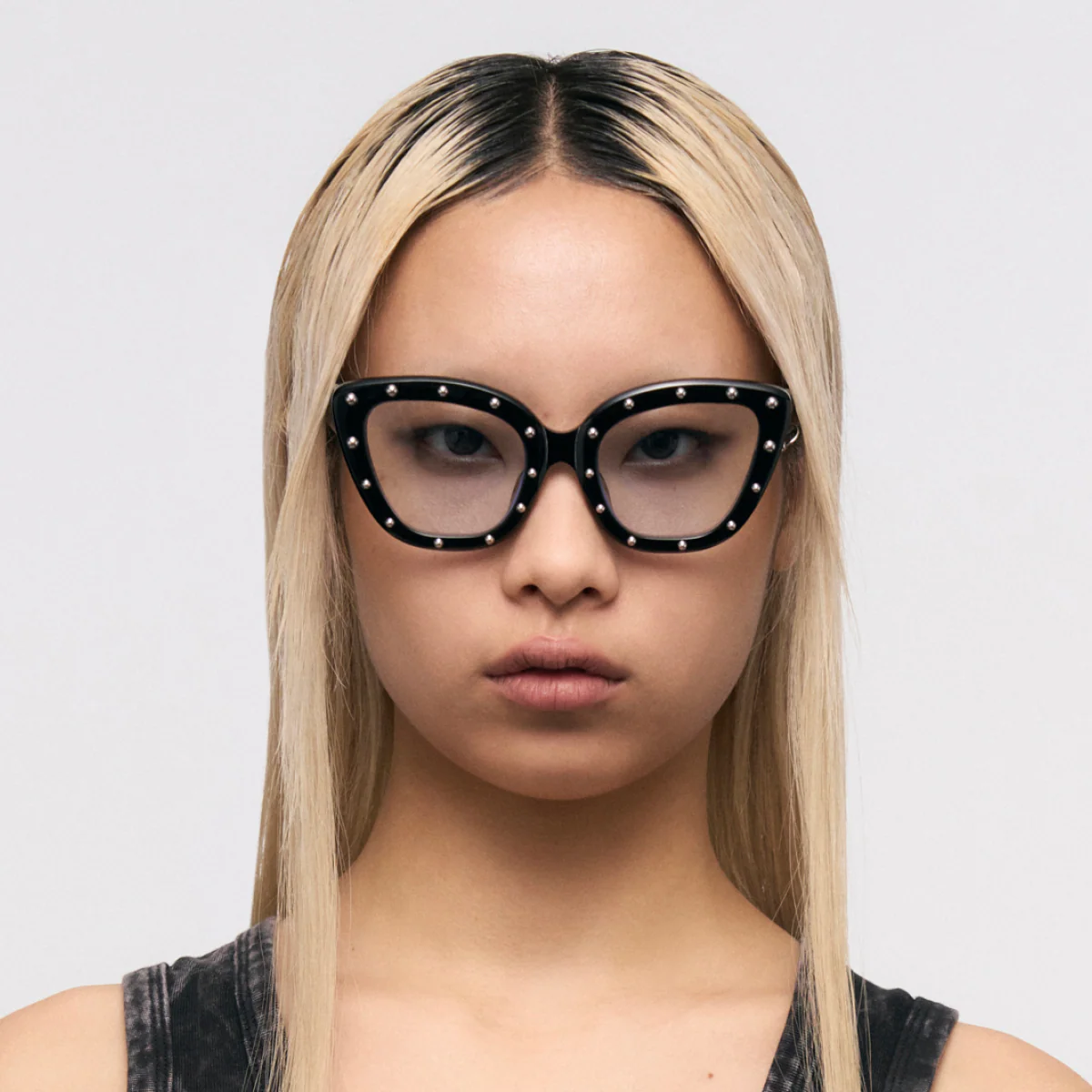 Cat Eye Studded Round Frame Sunglasses - Image 4
