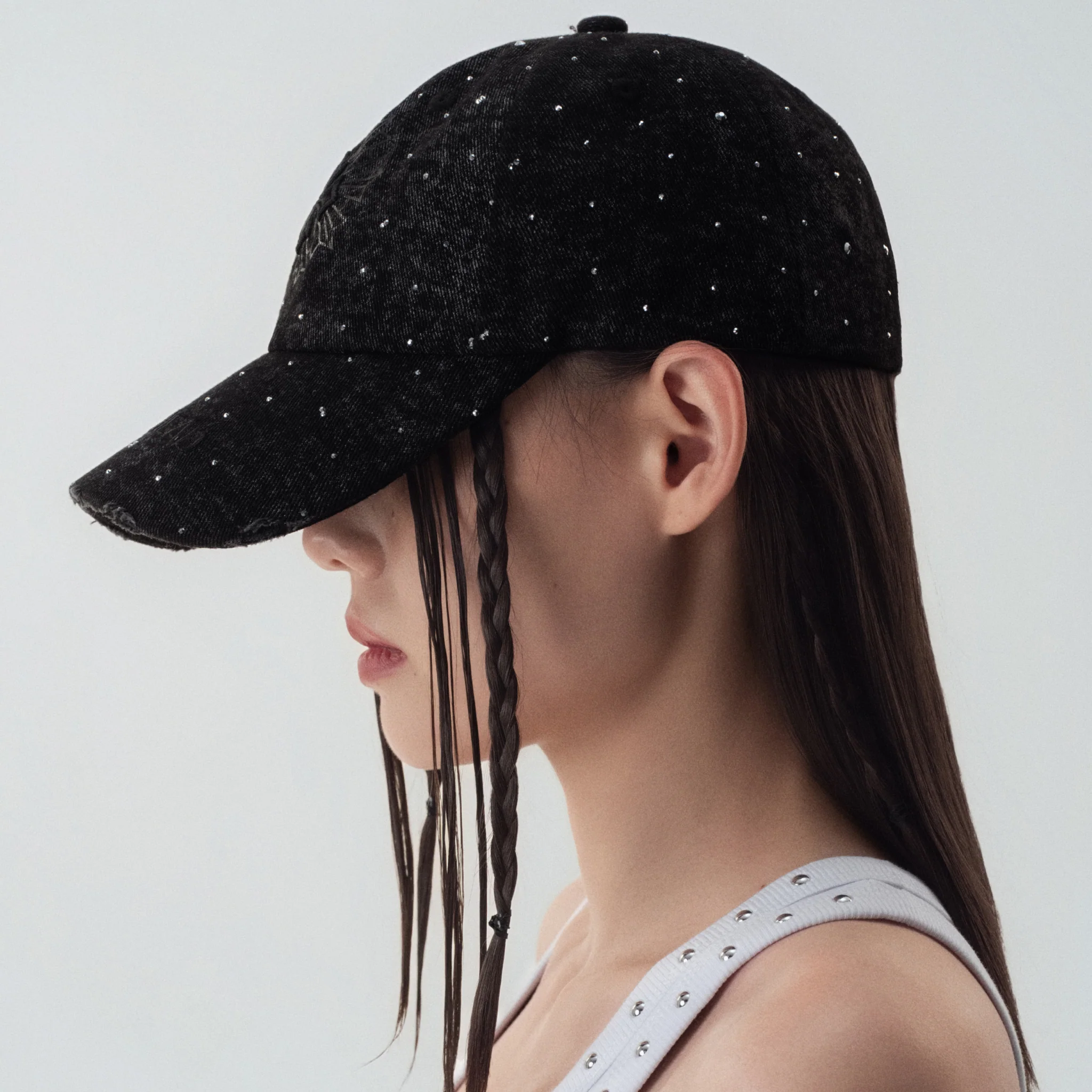 Cornflower Crystal Denim Baseball Cap - Image 6