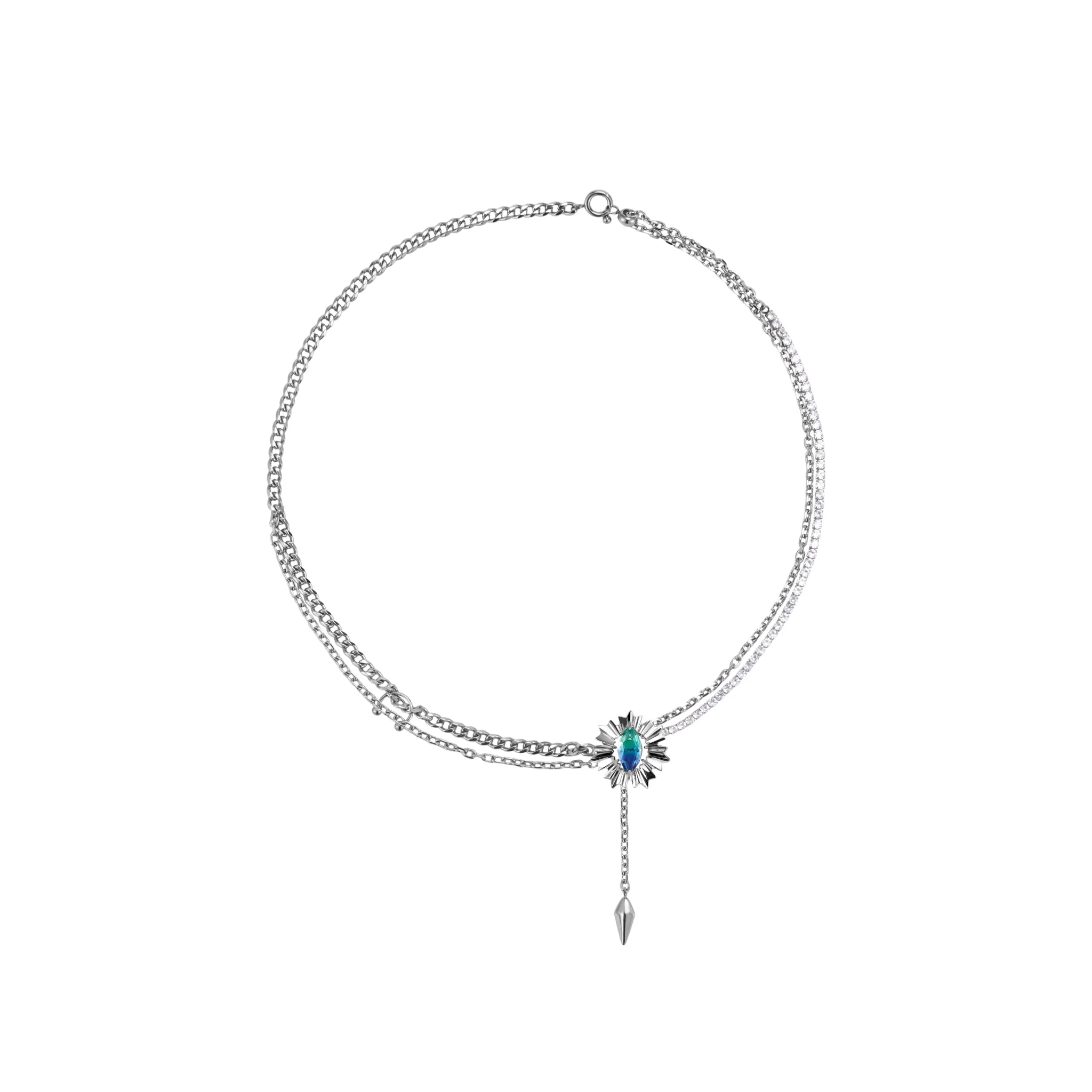 Cornflower Double-Layer Drawstring Necklace