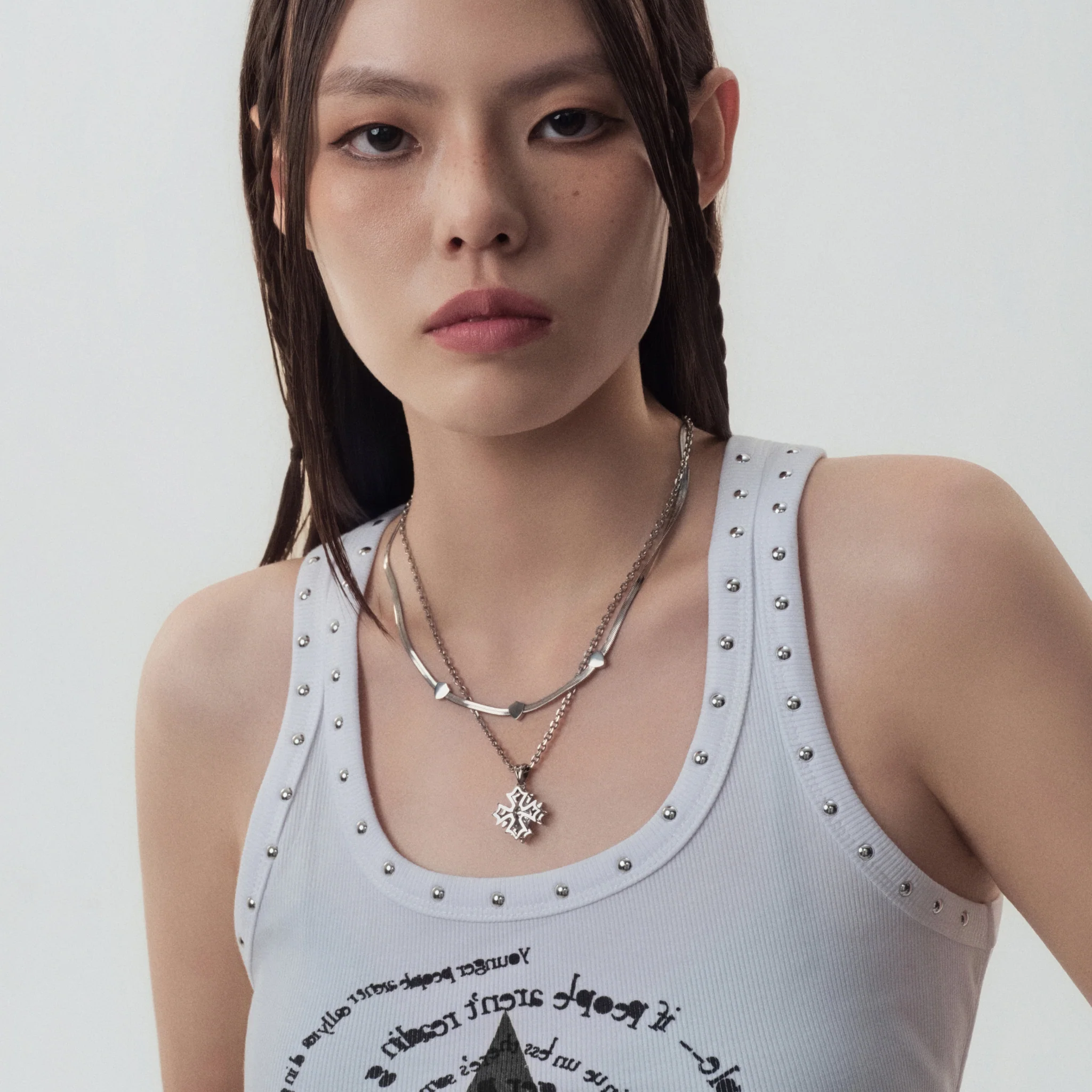 Crossflower Double-Layer Necklace - Image 2