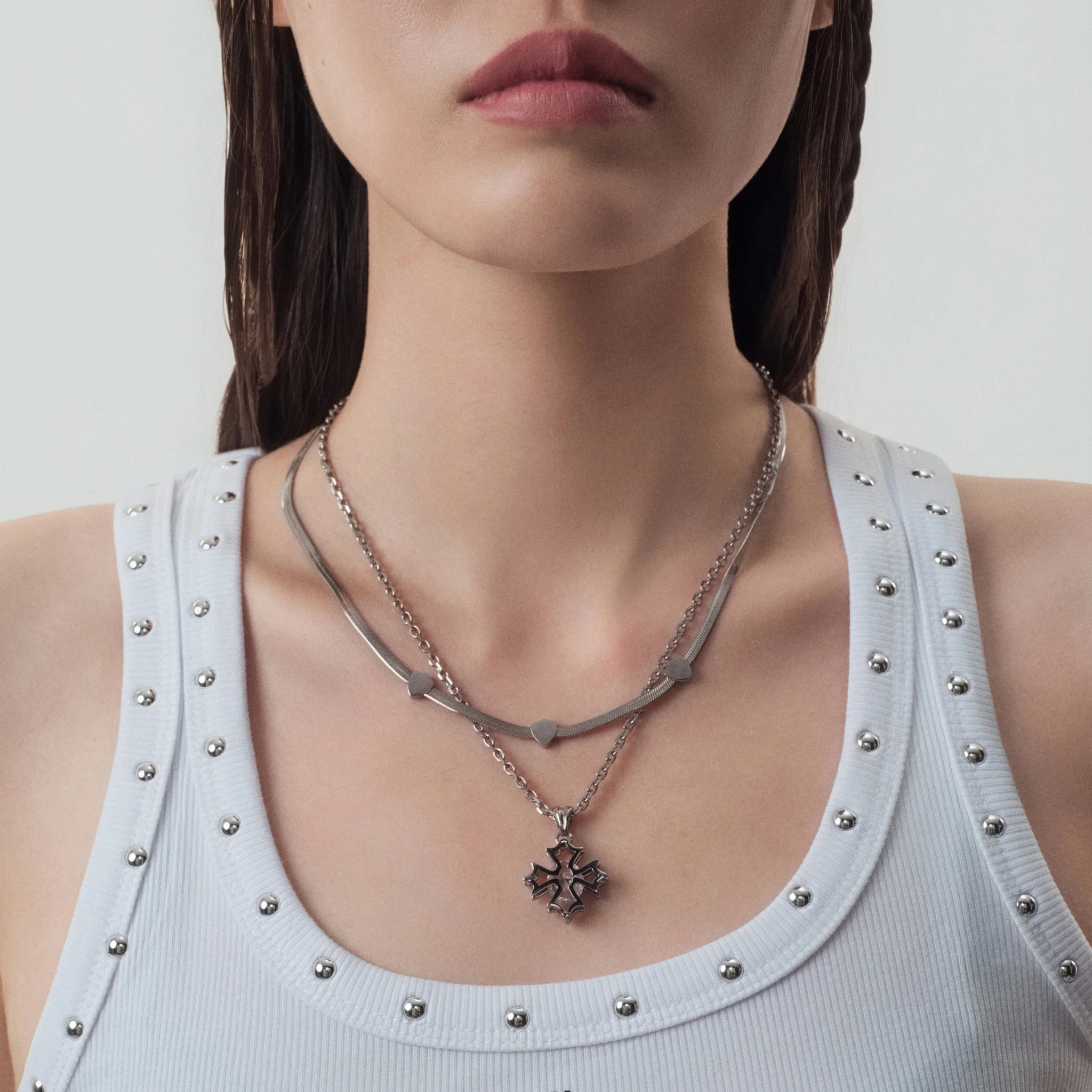 Crossflower Double-Layer Necklace - Image 4