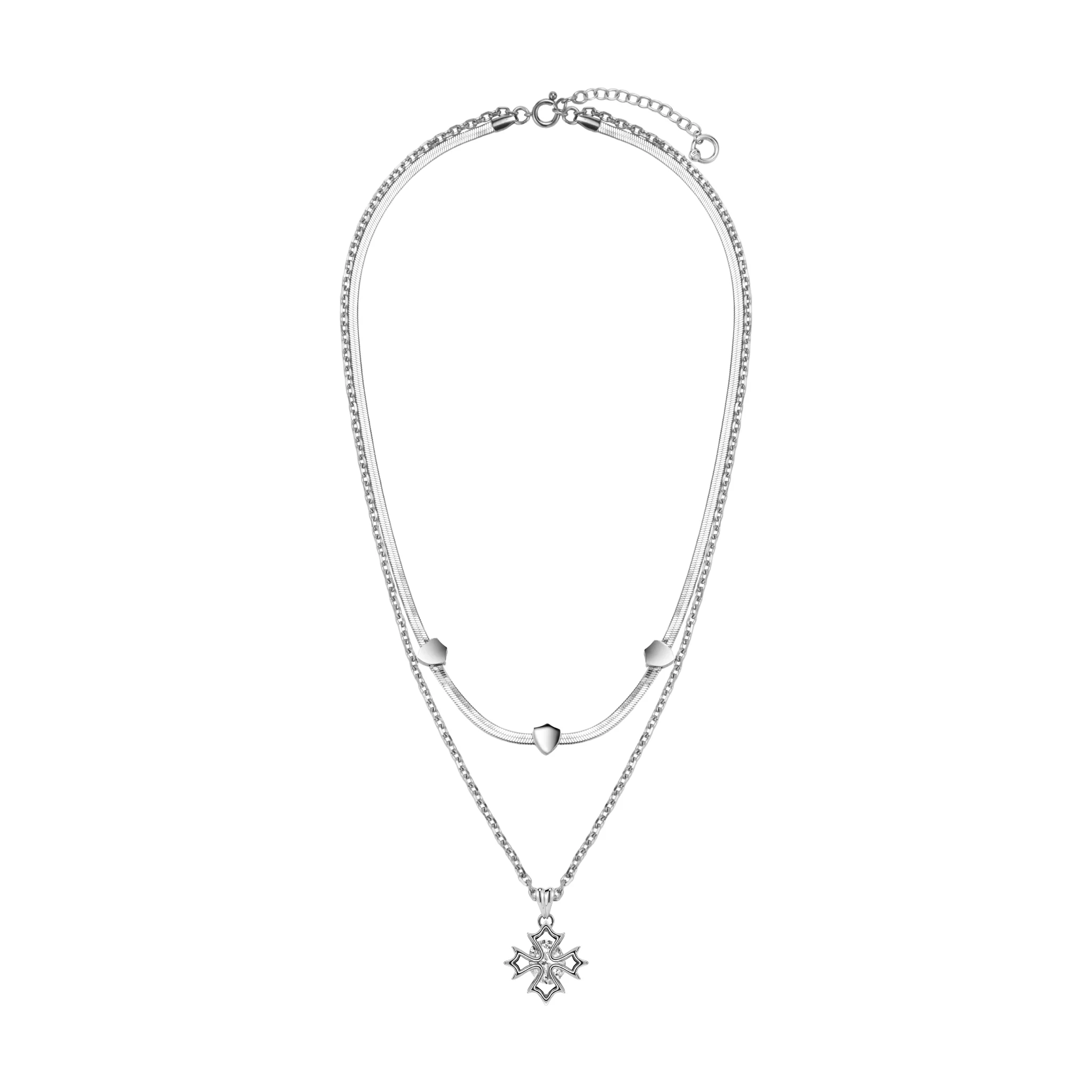 Crossflower Double-Layer Necklace - Image 5