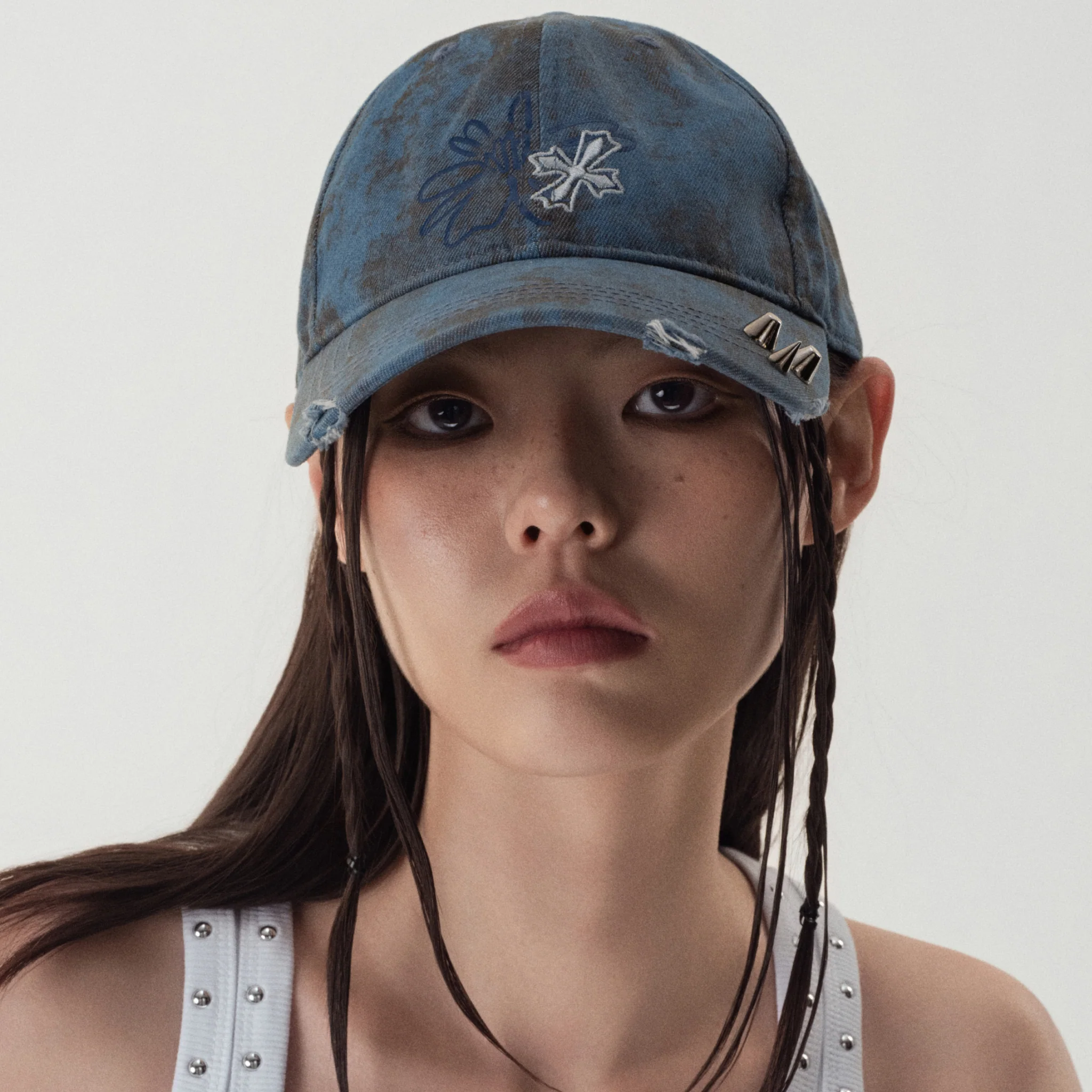 Crossflower Emblem Denim Baseball Cap - Image 2