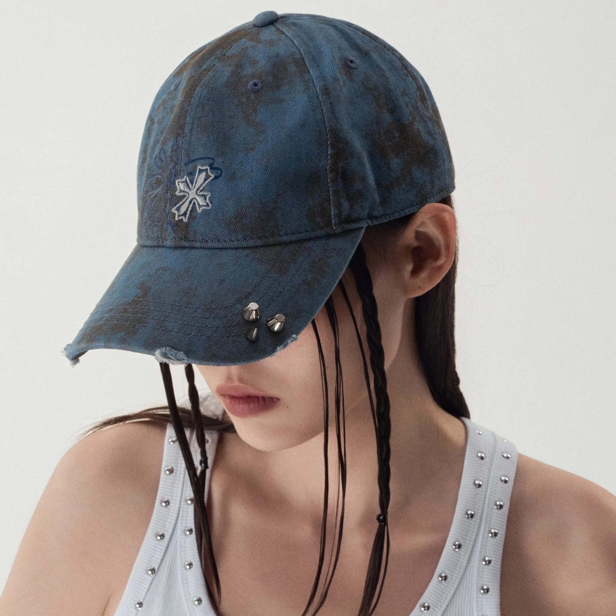 Crossflower Emblem Denim Baseball Cap - Image 6