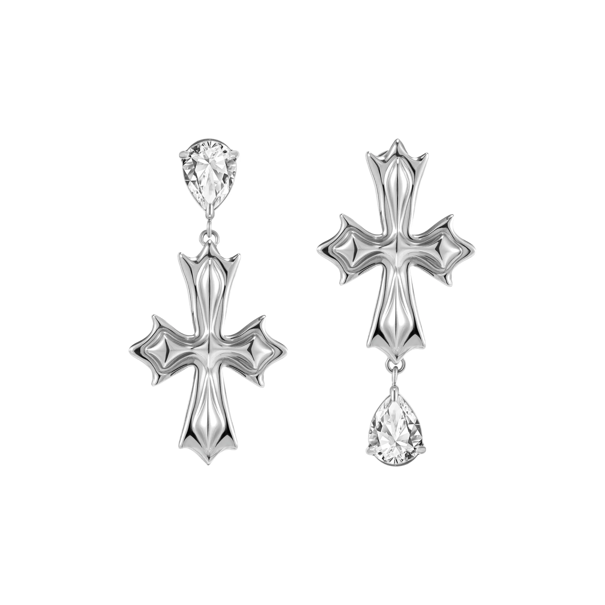 Crossflower Pendant Stud Earrings - Image 5