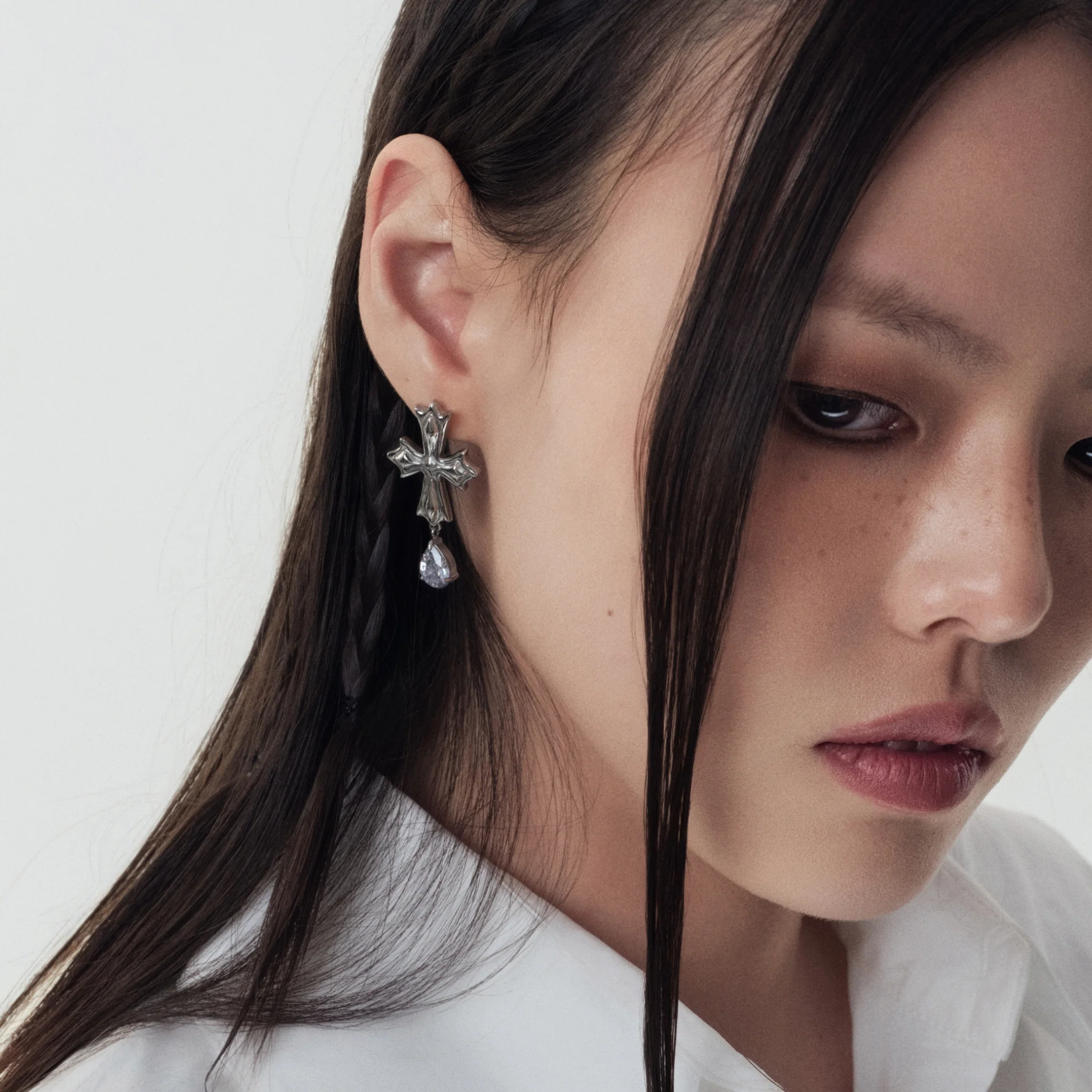 Crossflower Pendant Stud Earrings - Image 6