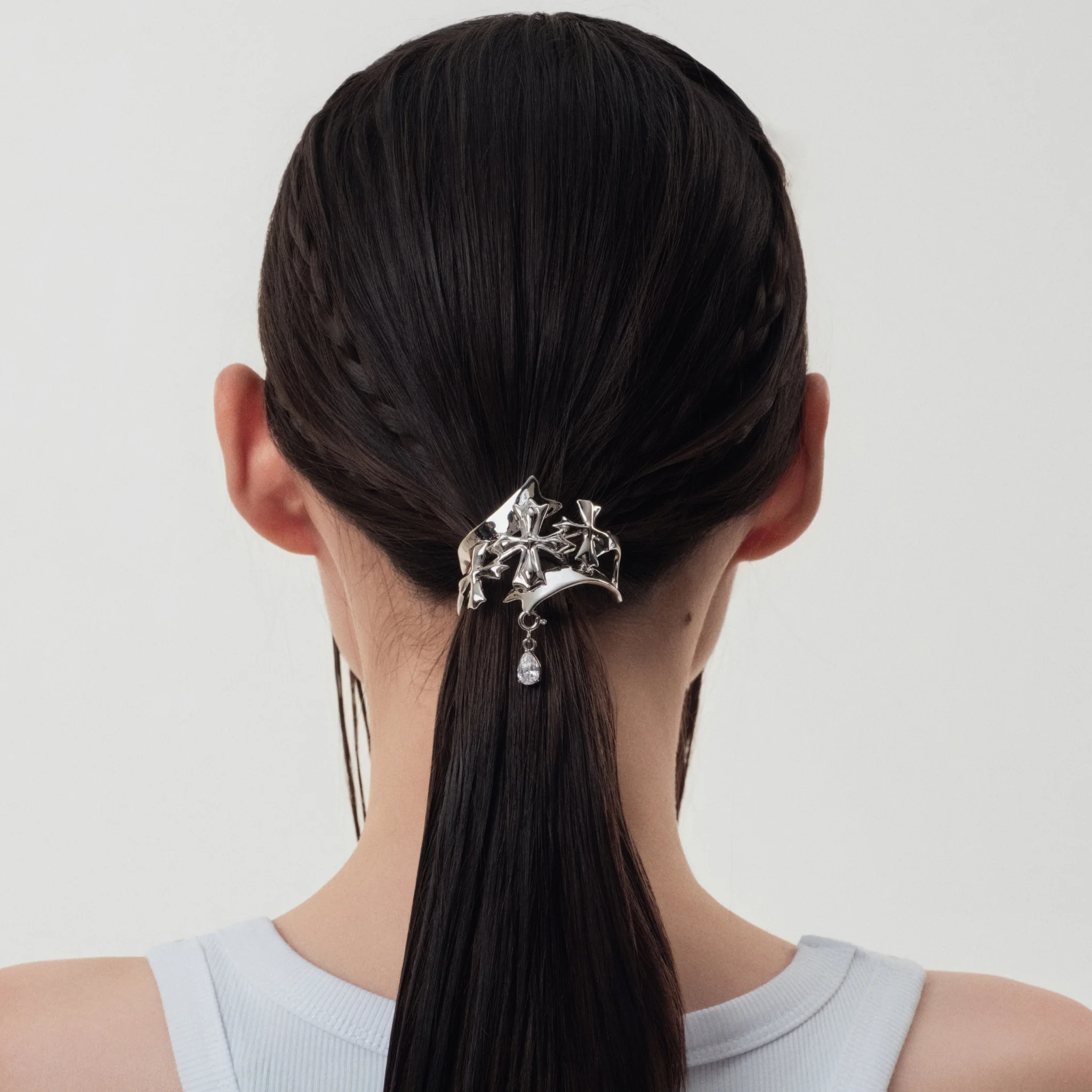 Crossflower Ribbon Ponytail Clip - Image 2