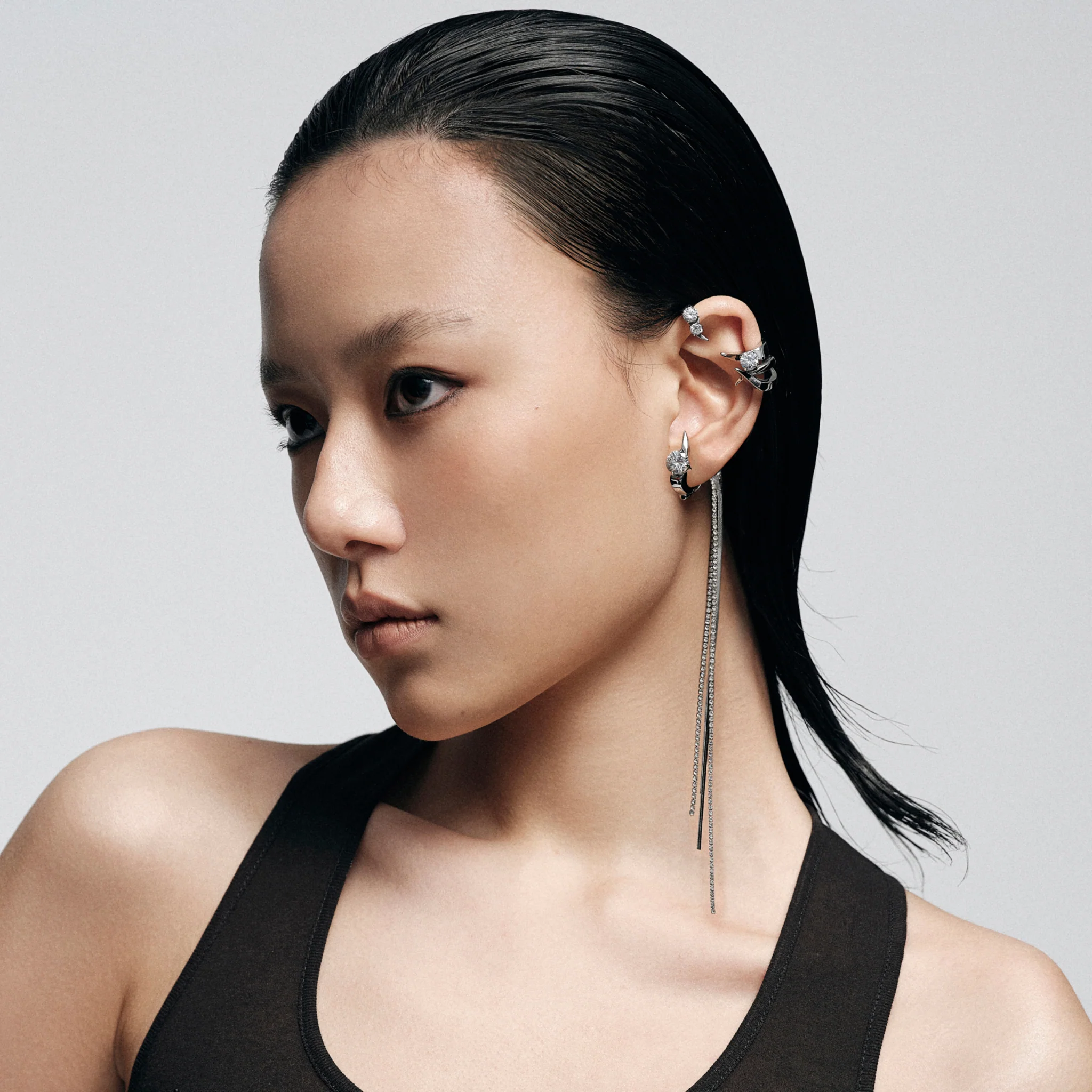 Crystal Tassel Ear Cuff (Left Ear Single) - Image 3