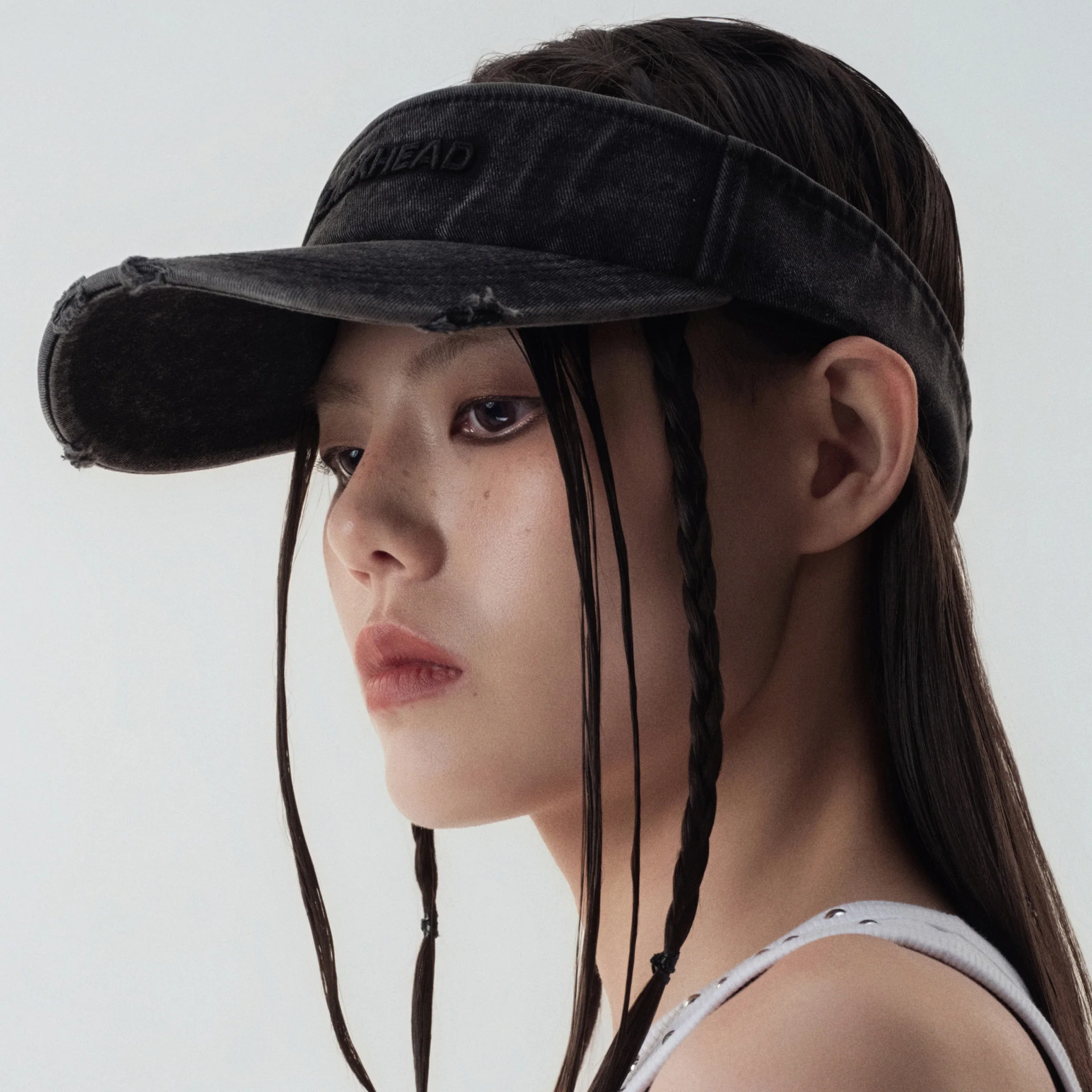 Denim Lace-Up Open-Top Cap - Image 3