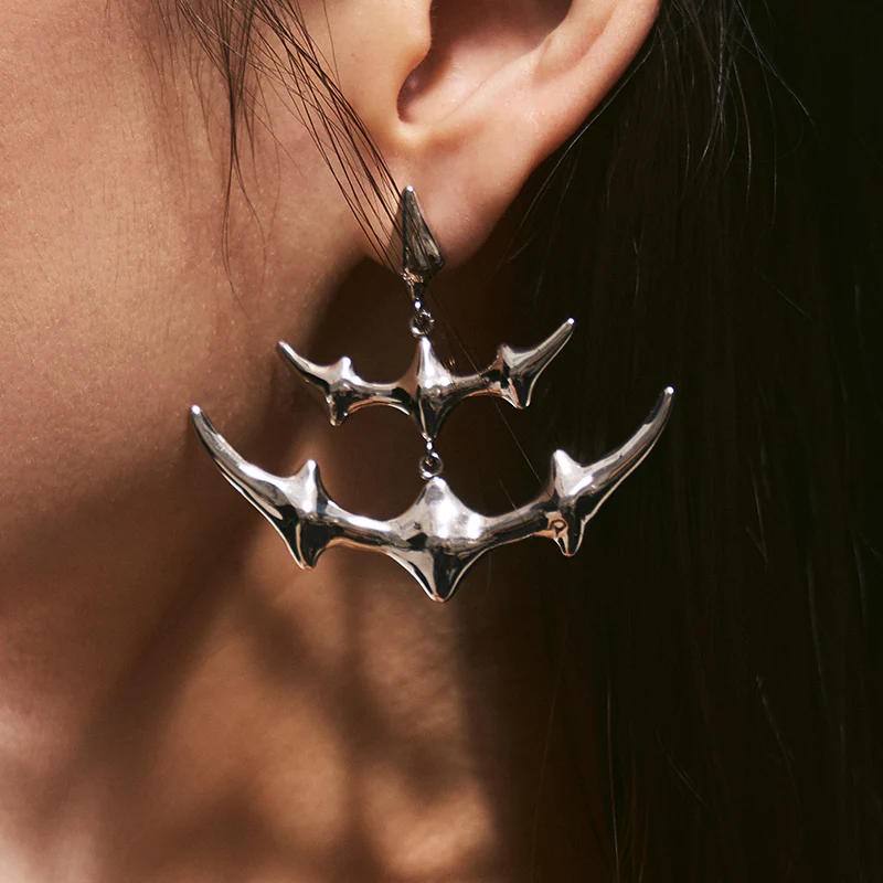 Double Manta Bone Drop Earrings - Image 3