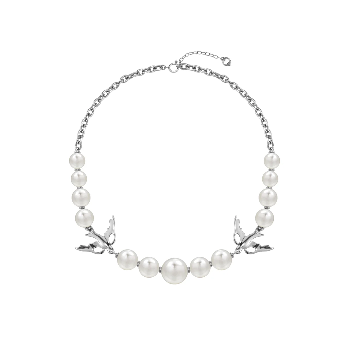 Double Peace Dove Pearl Necklace