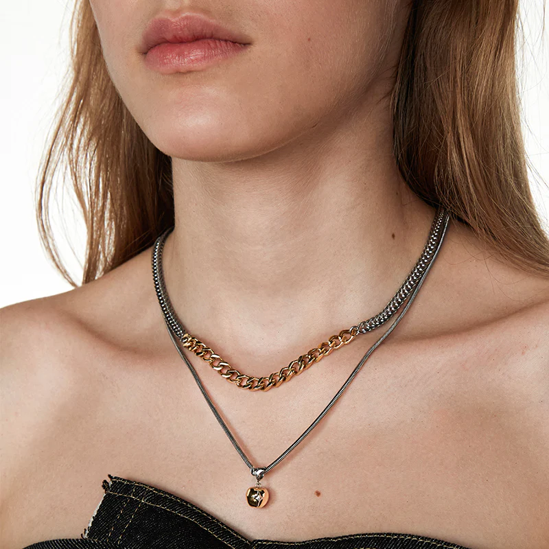 EDEN Three-dimensional Star Apple Pendant Double Layer Necklace - Image 3