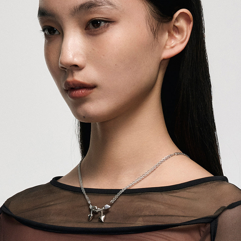 Entwined Arrow Double-Layer Necklace - Image 4