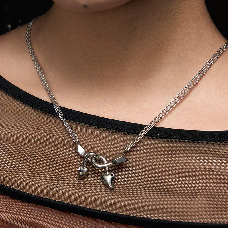 Entwined Arrow Double-Layer Necklace - Image 6