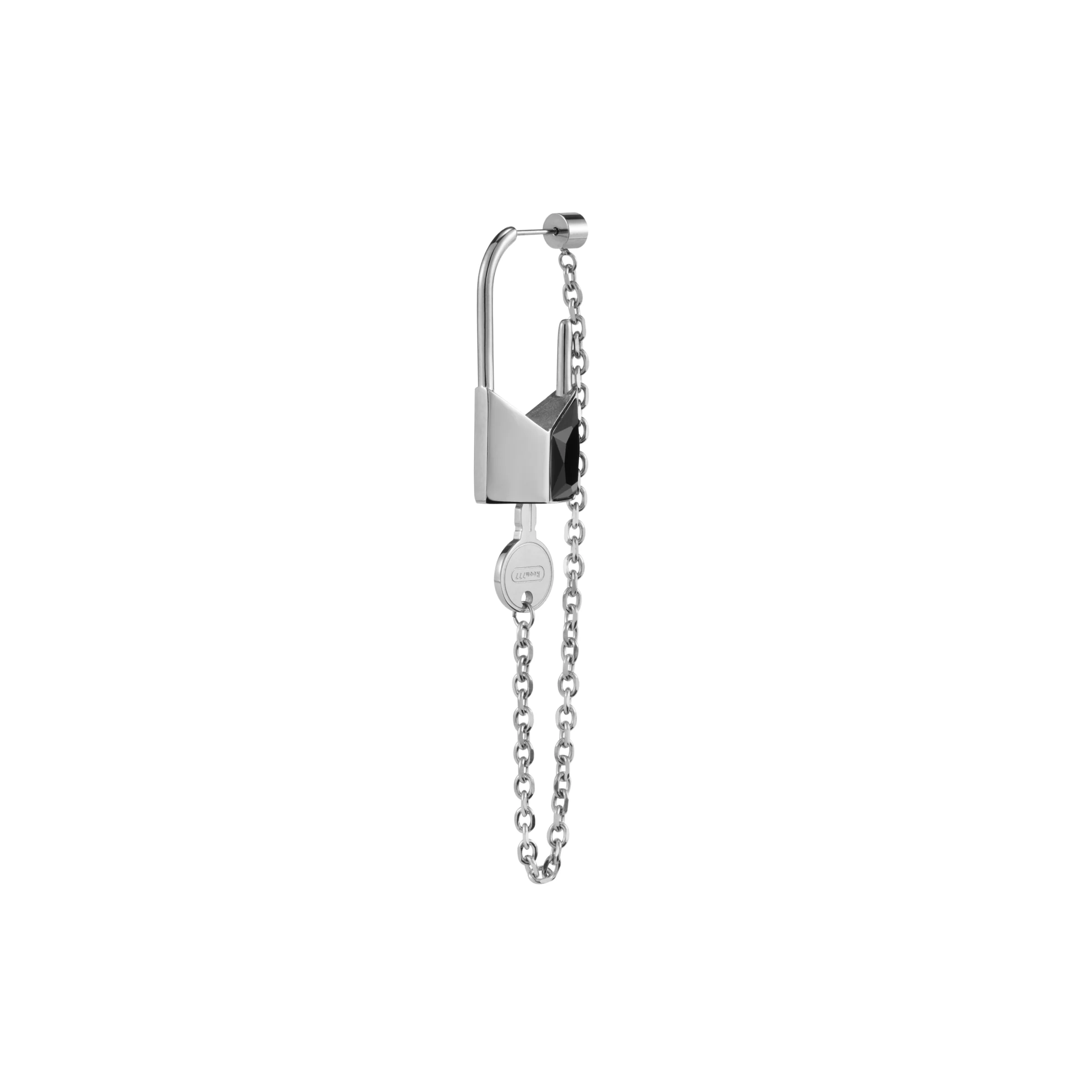 Lover's Interlock Faceted Rhinestone Lock Earring - Image 3