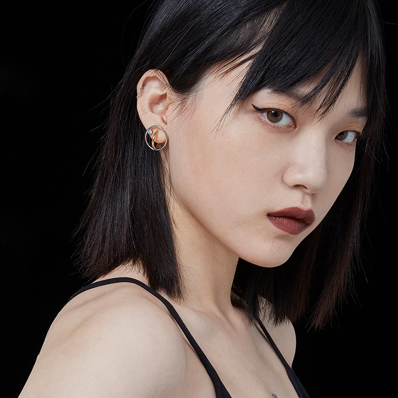 Georgium Sidus Bicolor Orbit Stud Earrings - Image 3
