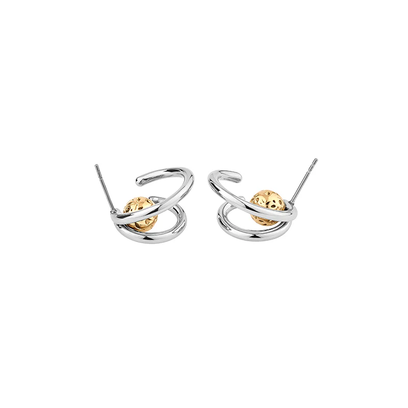 Georgium Sidus Bicolor Planet Path Shape Stud Earrings - Image 5
