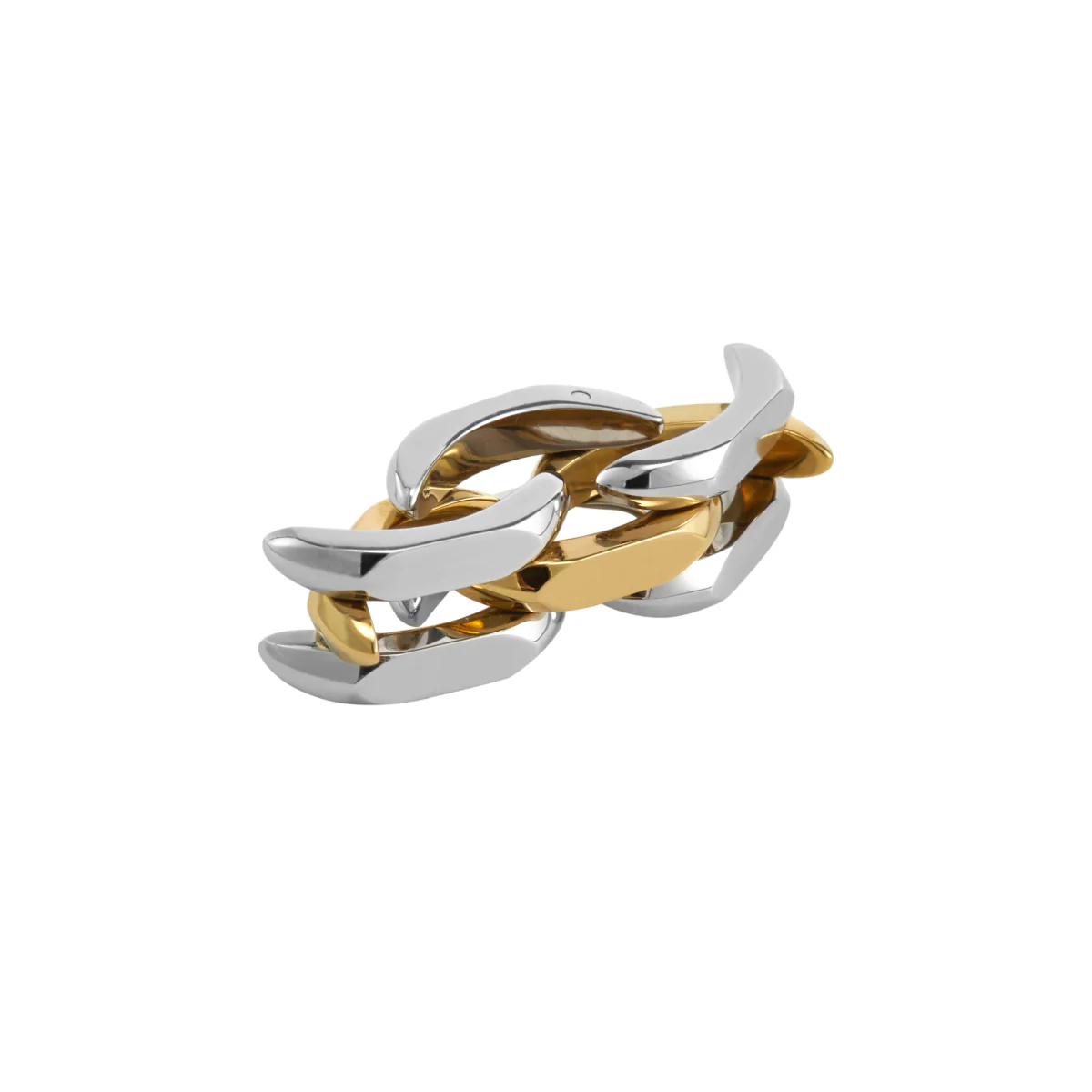 Gold and Silver Structured Adjustable Ring - Image 3