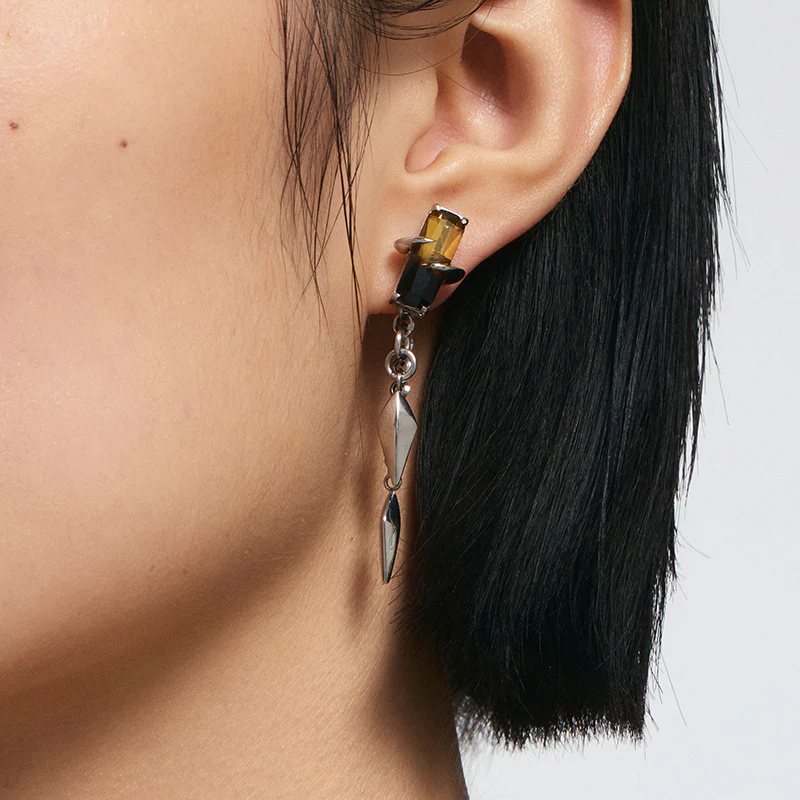 Gradient Tourmaline Stud Earrings with Spikes - Image 4