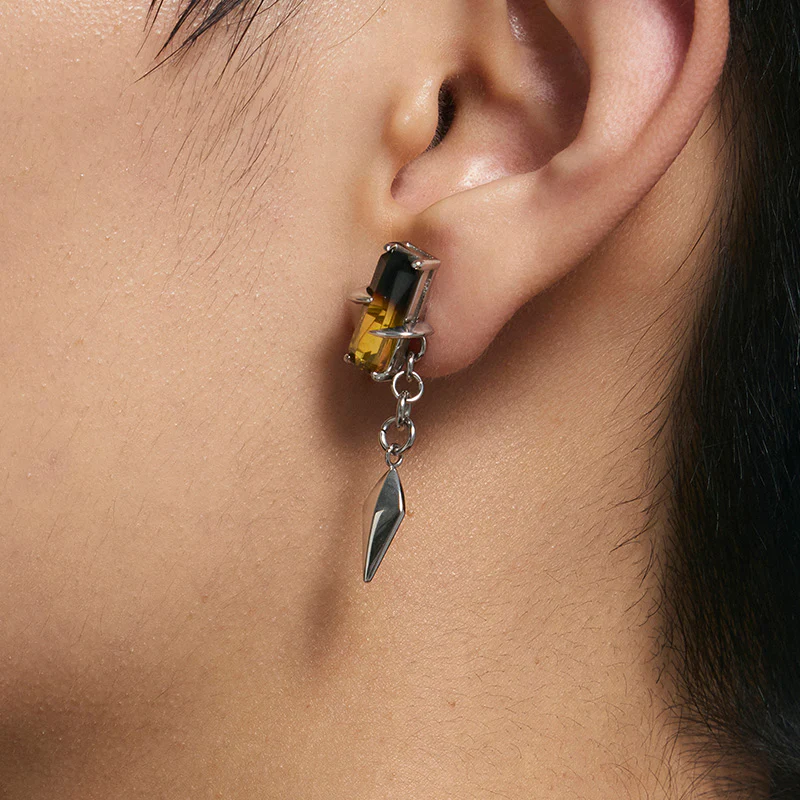 Gradient Tourmaline Stud Earrings with Spikes - Image 5