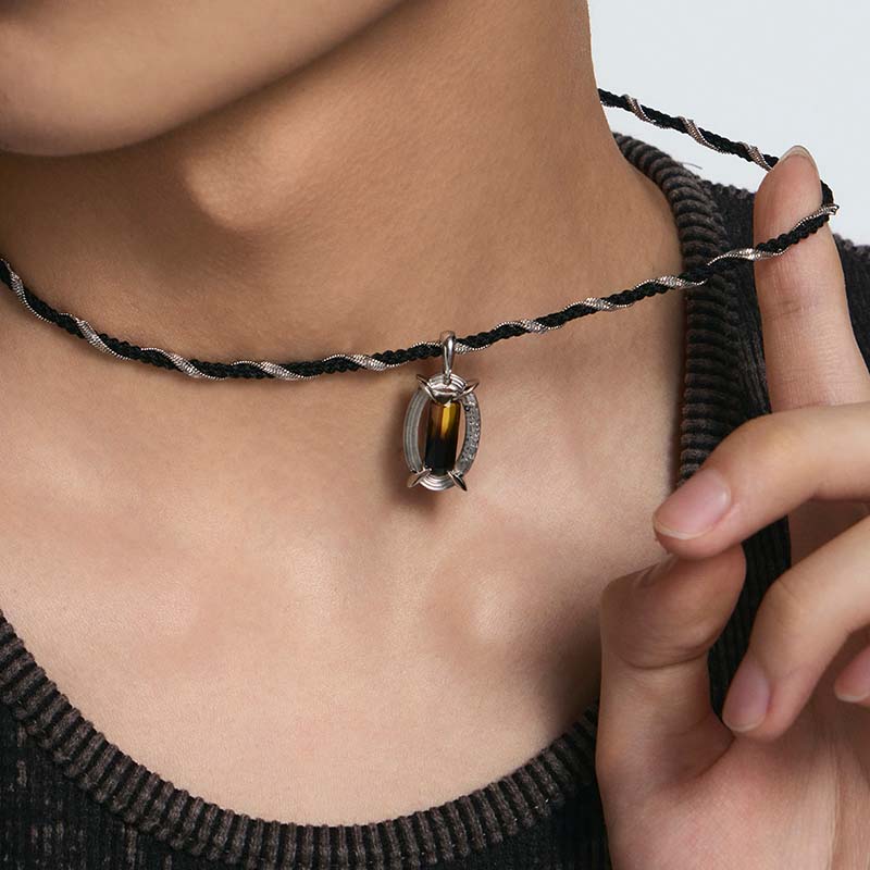 Gradient Tourmaline Woven Double-Layer Necklace - Image 5