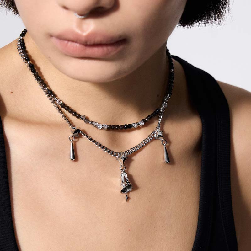 Guardian Bell Double-Layer Pendant Necklace - Image 4