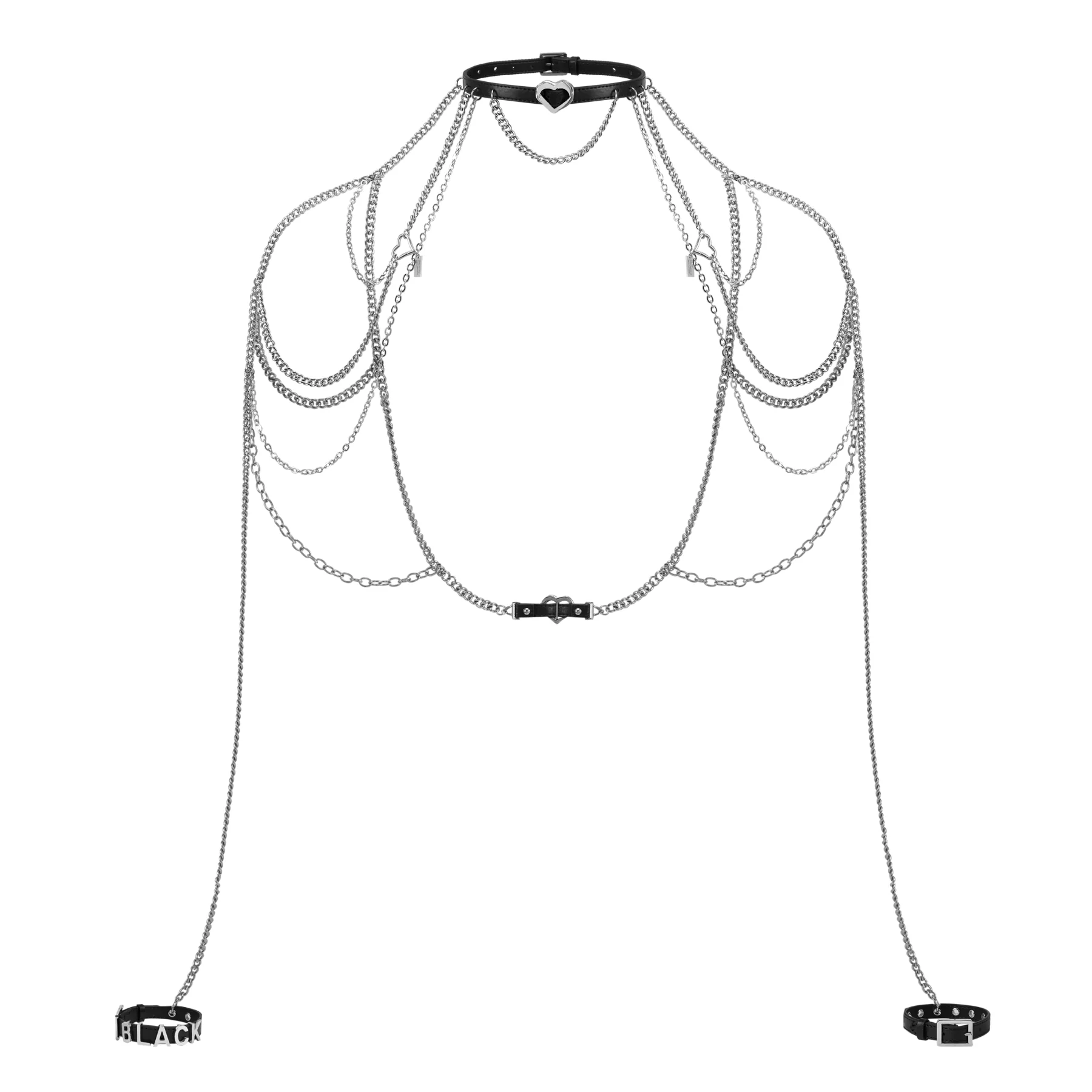 Heart and Sun Buckle Leather Metal Spliced Body Chain - Image 3