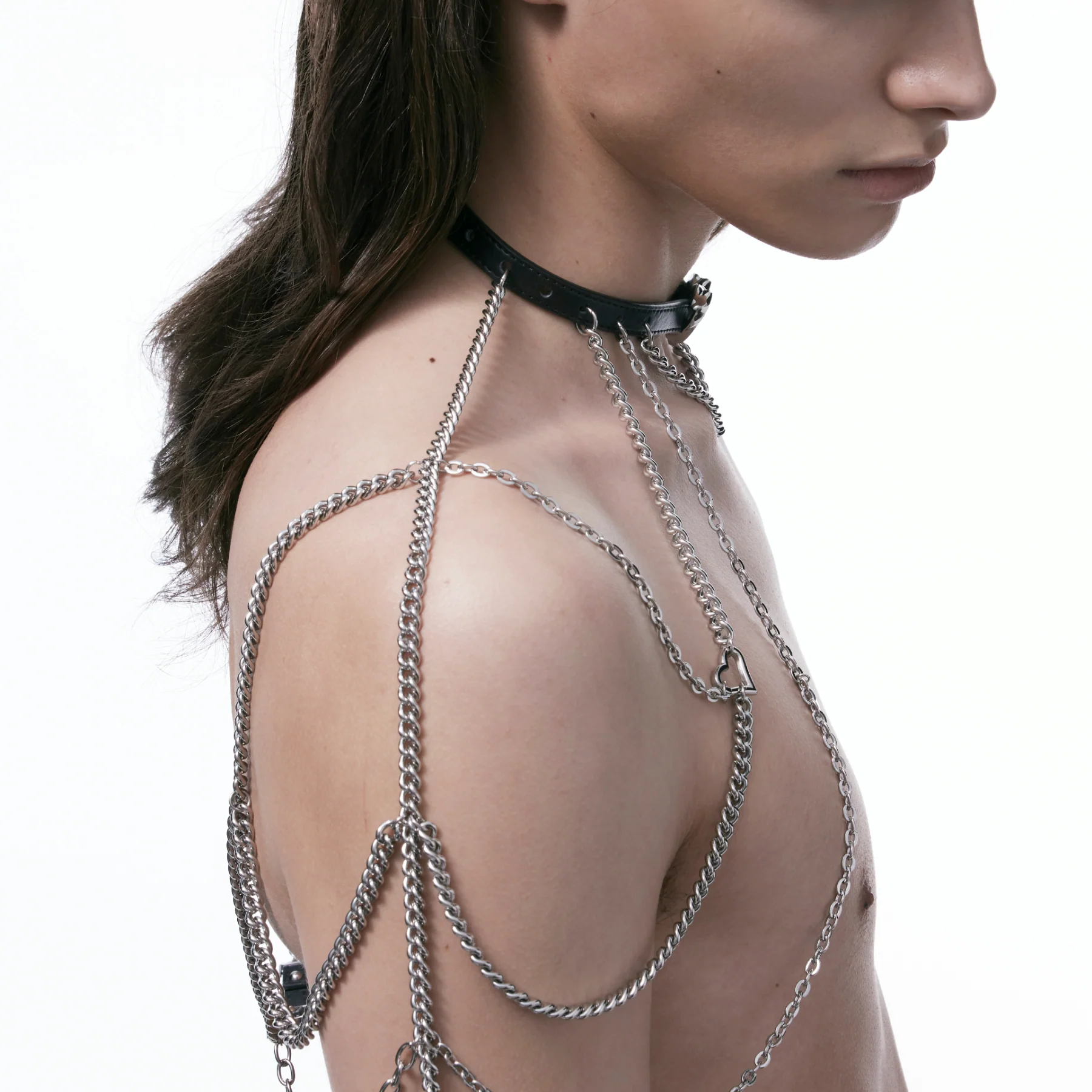 Heart and Sun Buckle Leather Metal Spliced Body Chain - Image 5