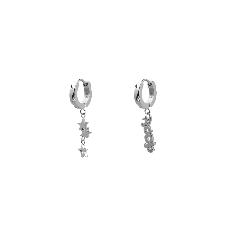 Latrinalia Rock Star Drop Charm Hoop Earrings - Image 3