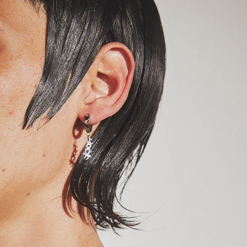 Latrinalia Rock Star Drop Charm Hoop Earrings - Image 4